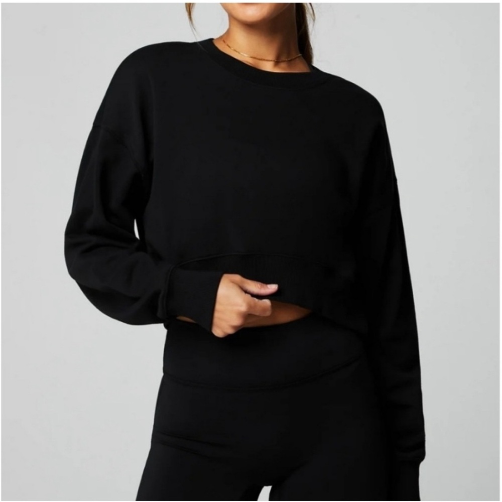 Fabletics black year round terry Cropped Sweatshirt